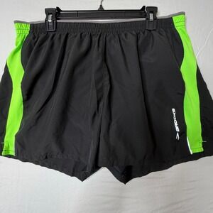 Brooks Mens XL Running Shorts Black Neon Green Equilibrium Technology Athletic